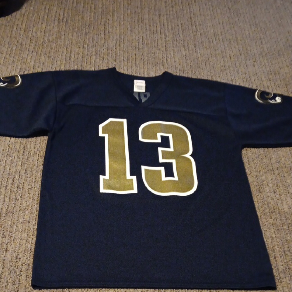 NFL Kurt Warner Navy and Gold Jersey Shirt